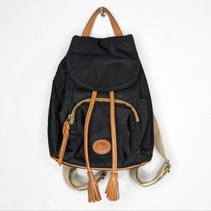 Dooney & Bourke black brown nylon & leather mini backpack
